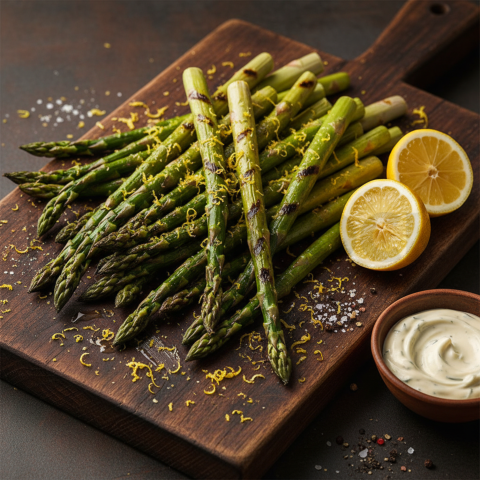 Grilled Asparagus With Lemon Zest  Studio Softbox Three Quarter Angle(1)