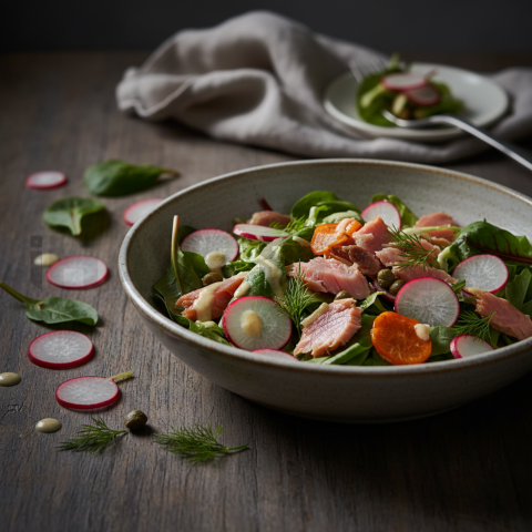 Smoked Trout Salad With Radish  Moody Twilight Three Quarter Angle