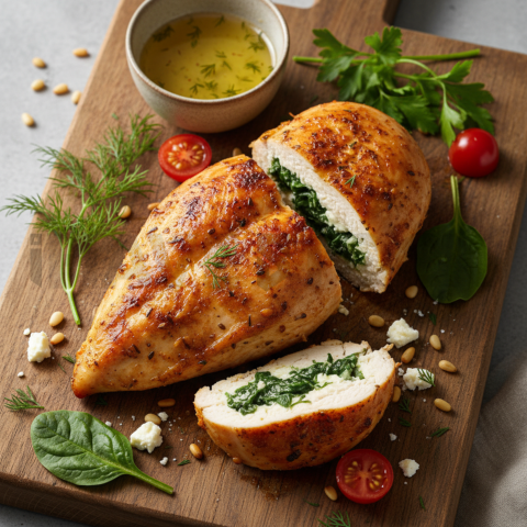 Spinach And Feta Stuffed Chicken  Natural Window Light Overhead