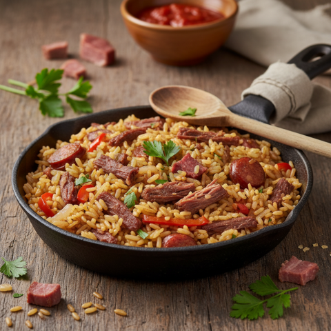 Arroz Carreteiro Rustic  Studio Softbox Three Quarter Angle