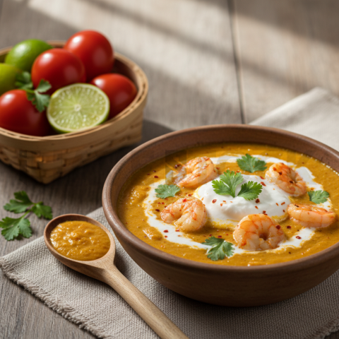 Bobó De Camarão Creamy  Diffused Morning Light Tabletop Scene(1)