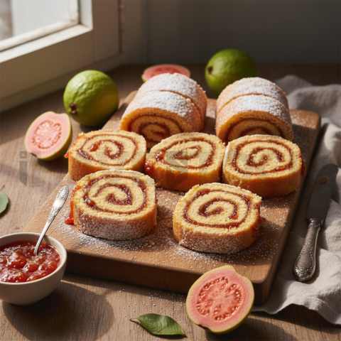 Bolo De Rolo Slices  Diffused Morning Light Overhead