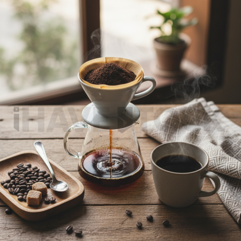 Café Coado Filter Coffee  Natural Window Light Overhead