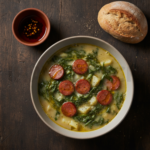 Caldo Verde Soup  Studio Softbox Macro Detail