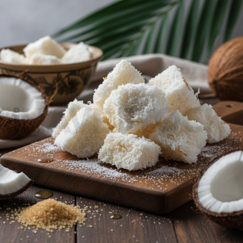 Cocada Branca Coconut Sweet  Overcast Daylight Tabletop Scene