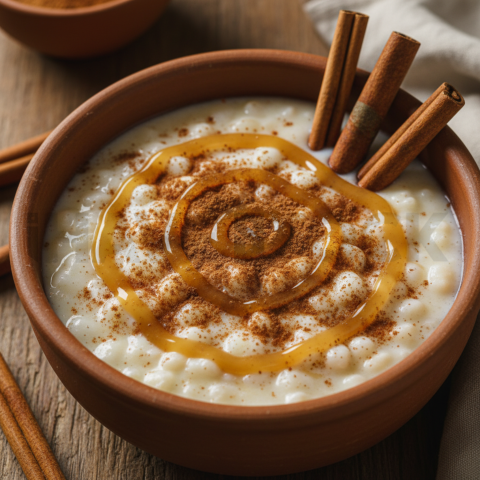 Canjica Dessert With Cinnamon  Natural Window Light Overhead