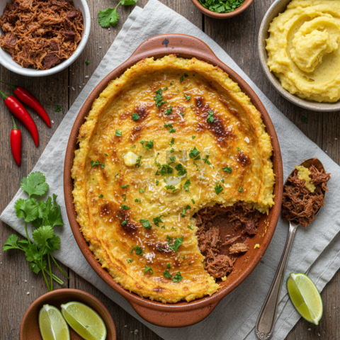 Escondidinho De Carne Seca  Overcast Daylight Tabletop Scene