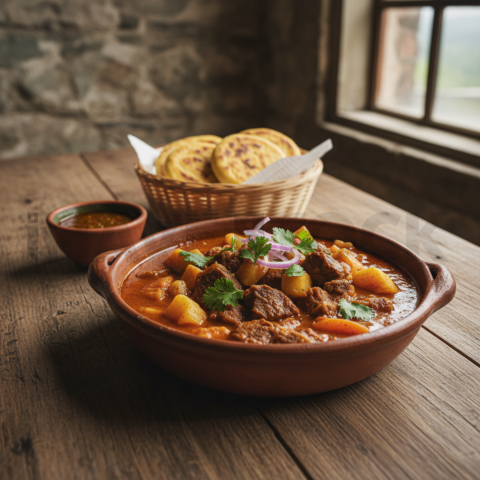 Panelada Regional Dish  Overcast Daylight Tabletop Scene