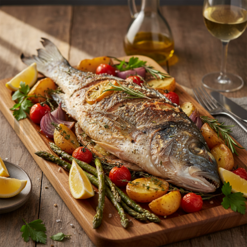 Peixe Assado Whole Roasted Fish  Soft Golden Hour Macro Detail