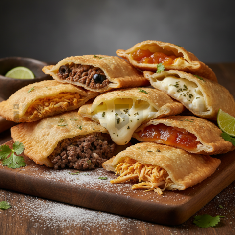 Pastel De Feira Assorted Fillings  Studio Softbox Macro Detail