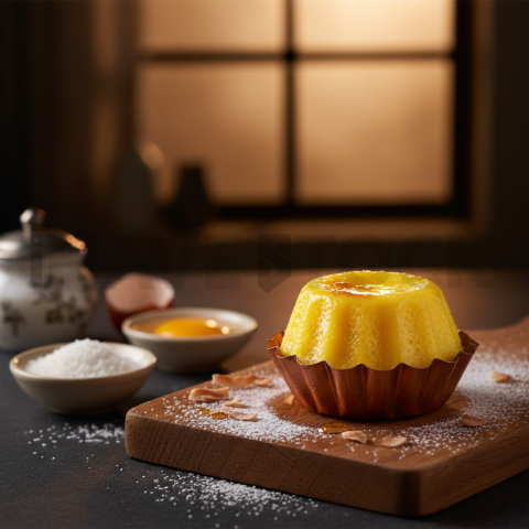 Quindim Bright Yellow Dessert  Moody Twilight Macro Detail