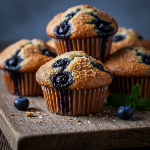 Blueberry Muffins Rustic Style