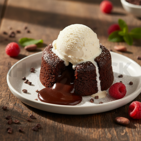 Dark Chocolate Lava Cake With Vanilla Ice Cream