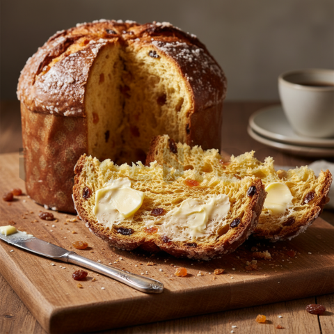 Panettone Slices With Butter