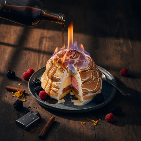 Baked Alaska Flambé  Moody Twilight Macro Detail(1)