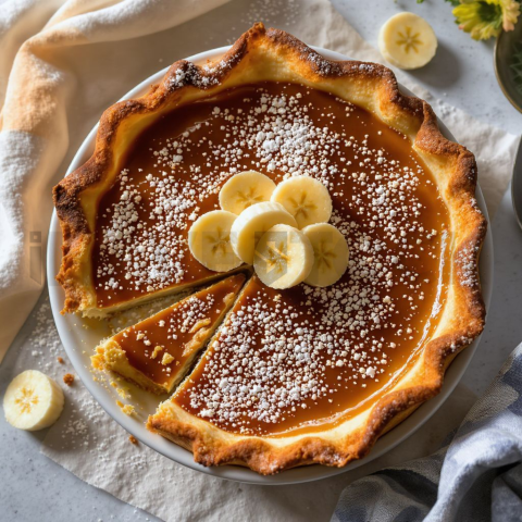 Banoffee Pie With Banana Slices  Natural Window Light Overhead(1)