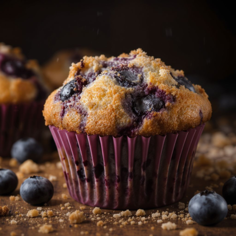 Blueberry Muffins Rustic Style  Studio Softbox Macro Detail