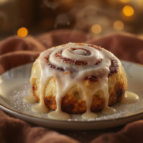 Cinnamon Rolls With Icing  Soft Golden Hour Macro Detail