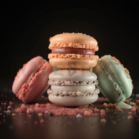 Macarons Assorted Pastel Colors  Studio Softbox Three Quarter Angle