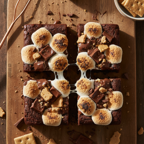 S Mores Brownie Squares  Diffused Morning Light Overhead