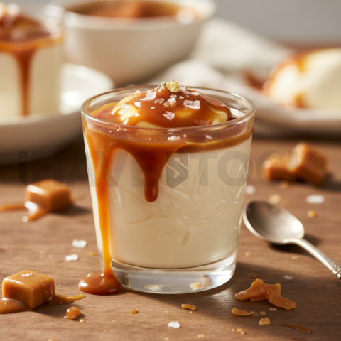 Salted Caramel Panna Cotta  Soft Golden Hour Macro Detail