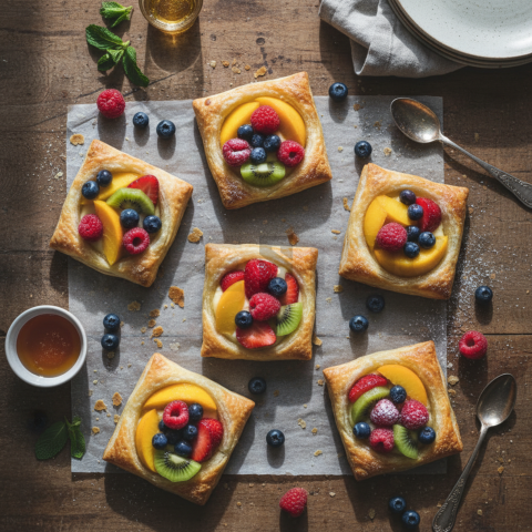 Puff Pastry Fruit Tartlets  Diffused Morning Light Tabletop Scene