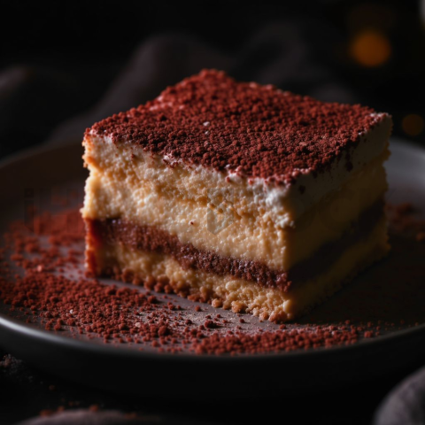 Tiramisu With Cocoa Dusting  Moody Twilight Macro Detail