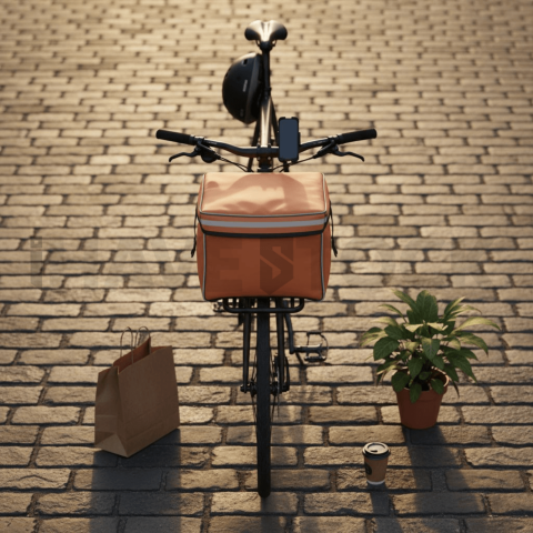 Bike With Delivery Bag Parked(1)