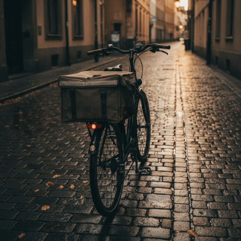 Bike With Delivery Bag Parked(3)