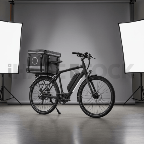 Bike With Delivery Bag Parked(4)