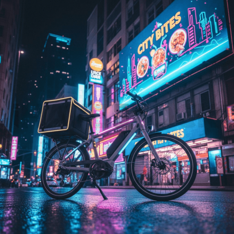 Bike With Delivery Bag Parked(2)