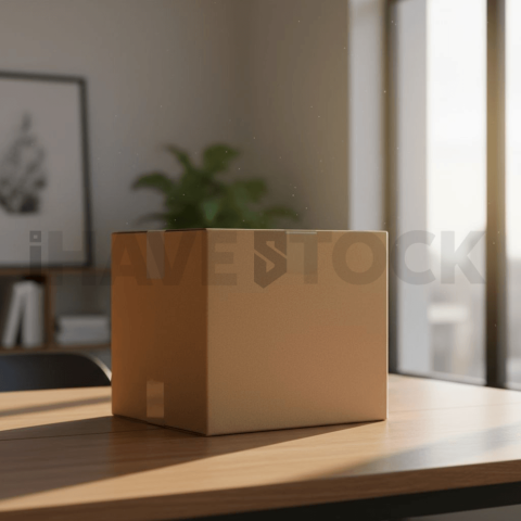 Blank Delivery Box On Table