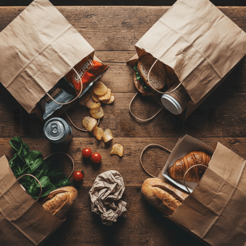 Paper Bags With Food Items