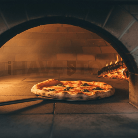 Pizza In Oven View Wide Angle