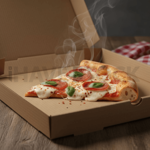 Pizza Slice On Box Open Lid