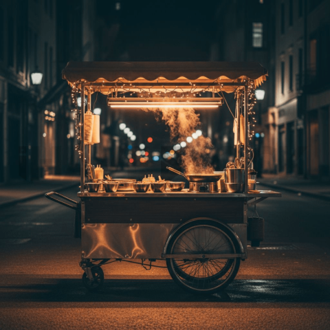 Street Food Cart At Night