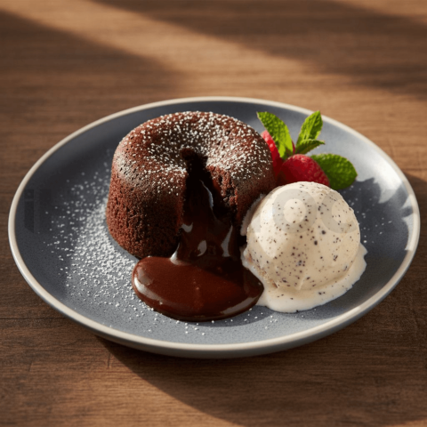 Dark Chocolate Lava Cake With Vanilla Ice Cream FOD D&SMT 0026