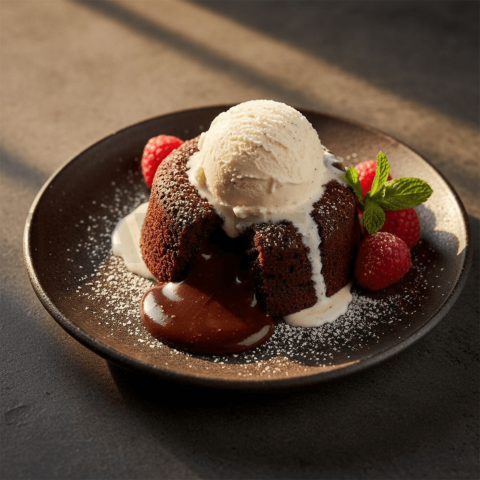 Dark Chocolate Lava Cake With Vanilla Ice Cream FOD D&SMT 0263