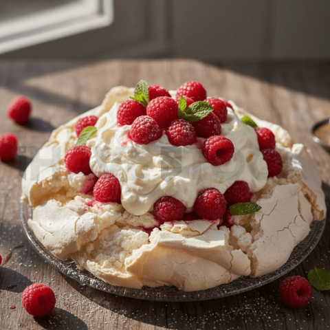 FOD D&SMT 0300 Raspberry Pavlova With Whipped Cream