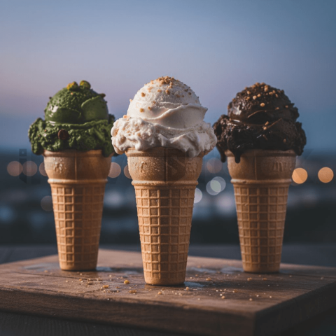 Gelato Trio In Waffle Cones FOD D&SMT 0104