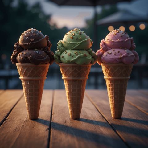 Gelato Trio In Waffle Cones FOD D&SMT 0059