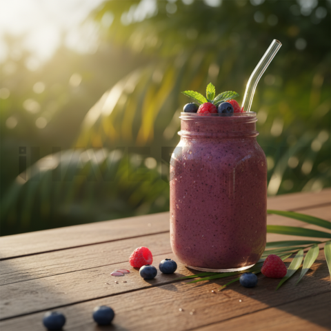 Berry Smoothie On Wooden Count FOD D&S 3622