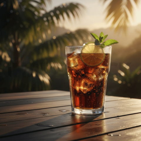 Glass Of Cold Cola On Wood Tab FOD D&S 3443