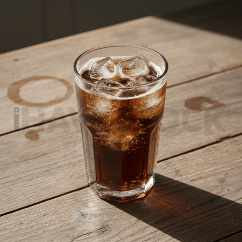 Glass Of Cold Cola On Wood Tab FOD D&S 3474