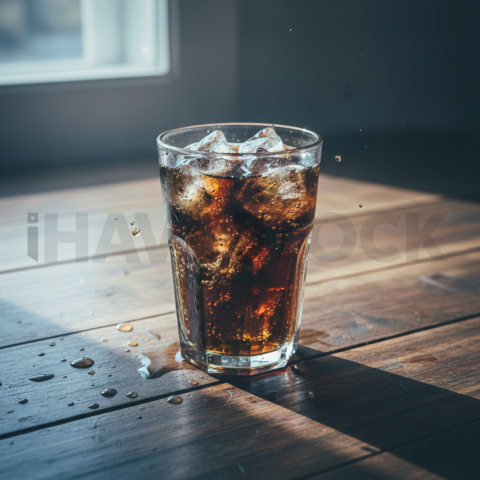 Glass Of Cold Cola On Wood Tab FOD D&S 3675