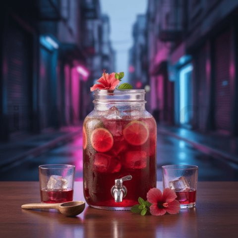Hibiscus Iced Tea In Glass Jar FOD D&S 3856