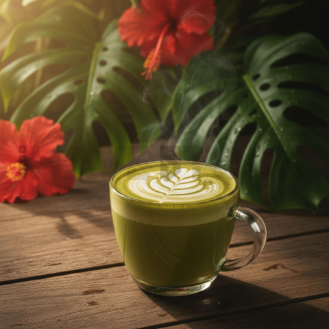 Matcha Latte With Foam Art FOD D&S 3652