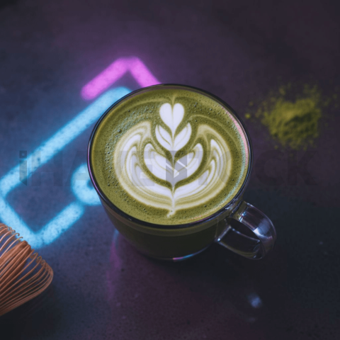 Matcha Latte With Foam Art FOD D&S 3819