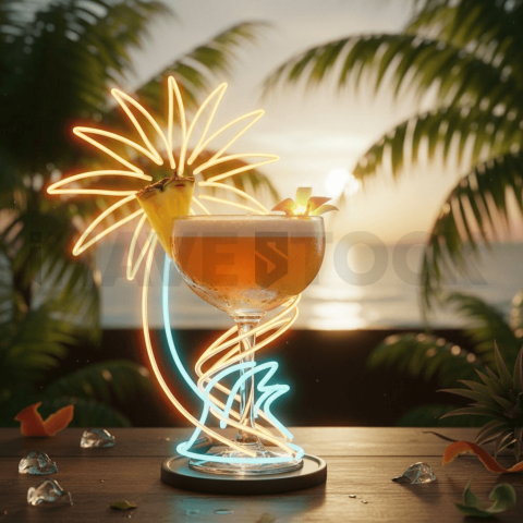 Neon Bar Light On Cocktail Gla FOD D&S 3400