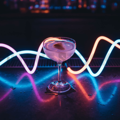 Neon Bar Light On Cocktail Gla FOD D&S 3923